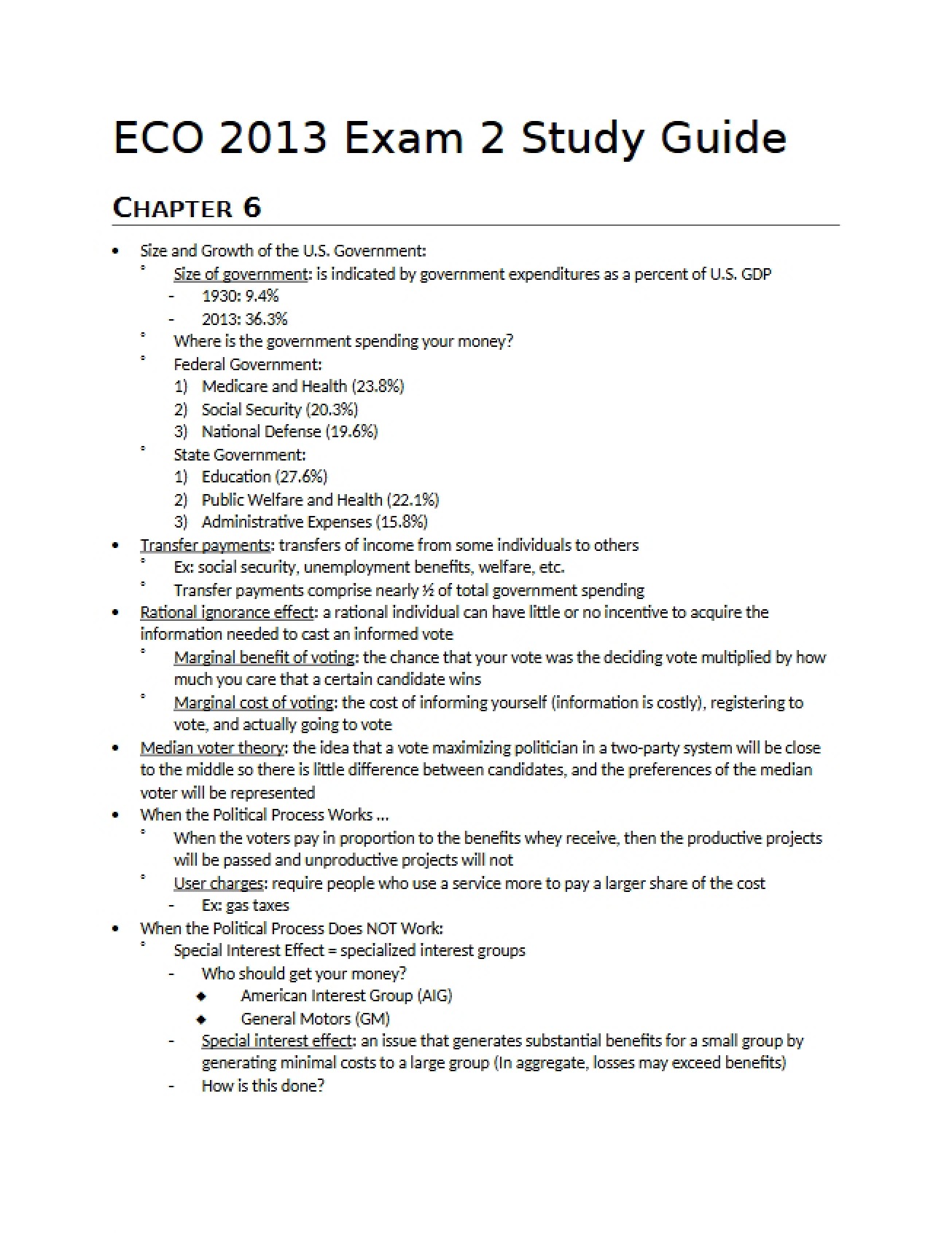 Study Guide Materials for the Second Exam