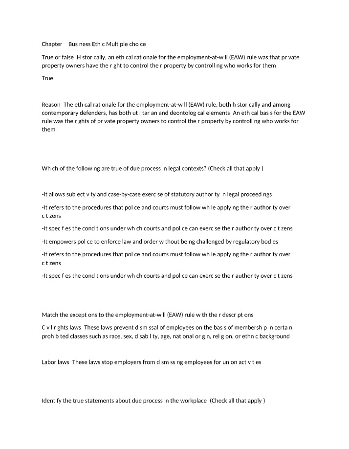 Chapter 7 - Business Ethics Multiple Choice