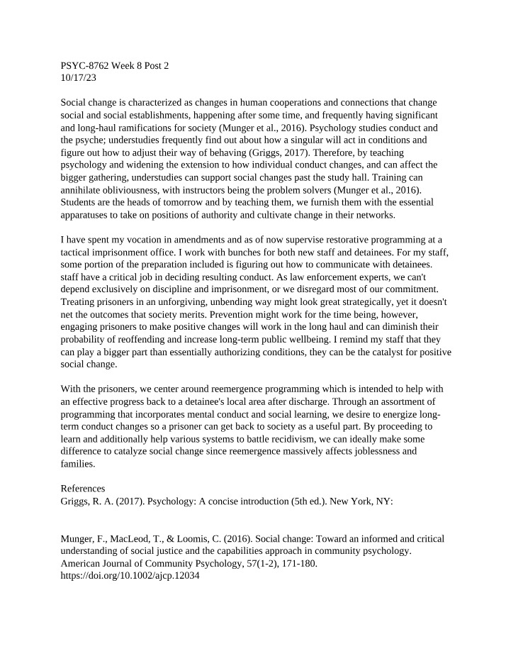 Week 8 Post 2 - PSYC 8762