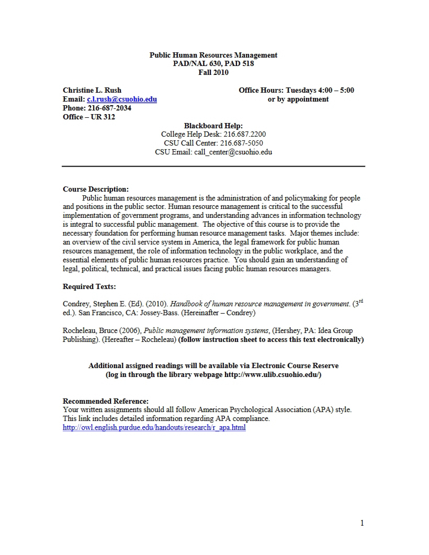 Public Human Resources Syllabus