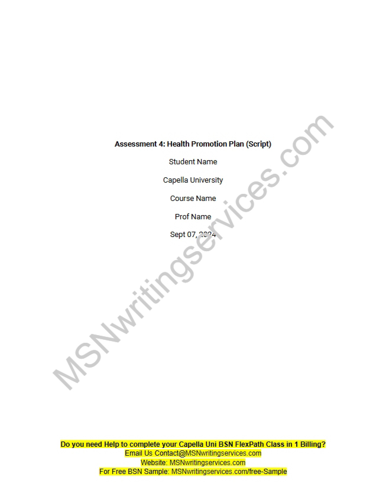 Health Promotion Strategy Script (Assessment 4) - NURS FPX 4060