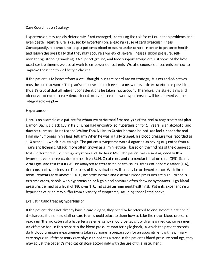 Hypertension - Effective Care Coordination Strategy