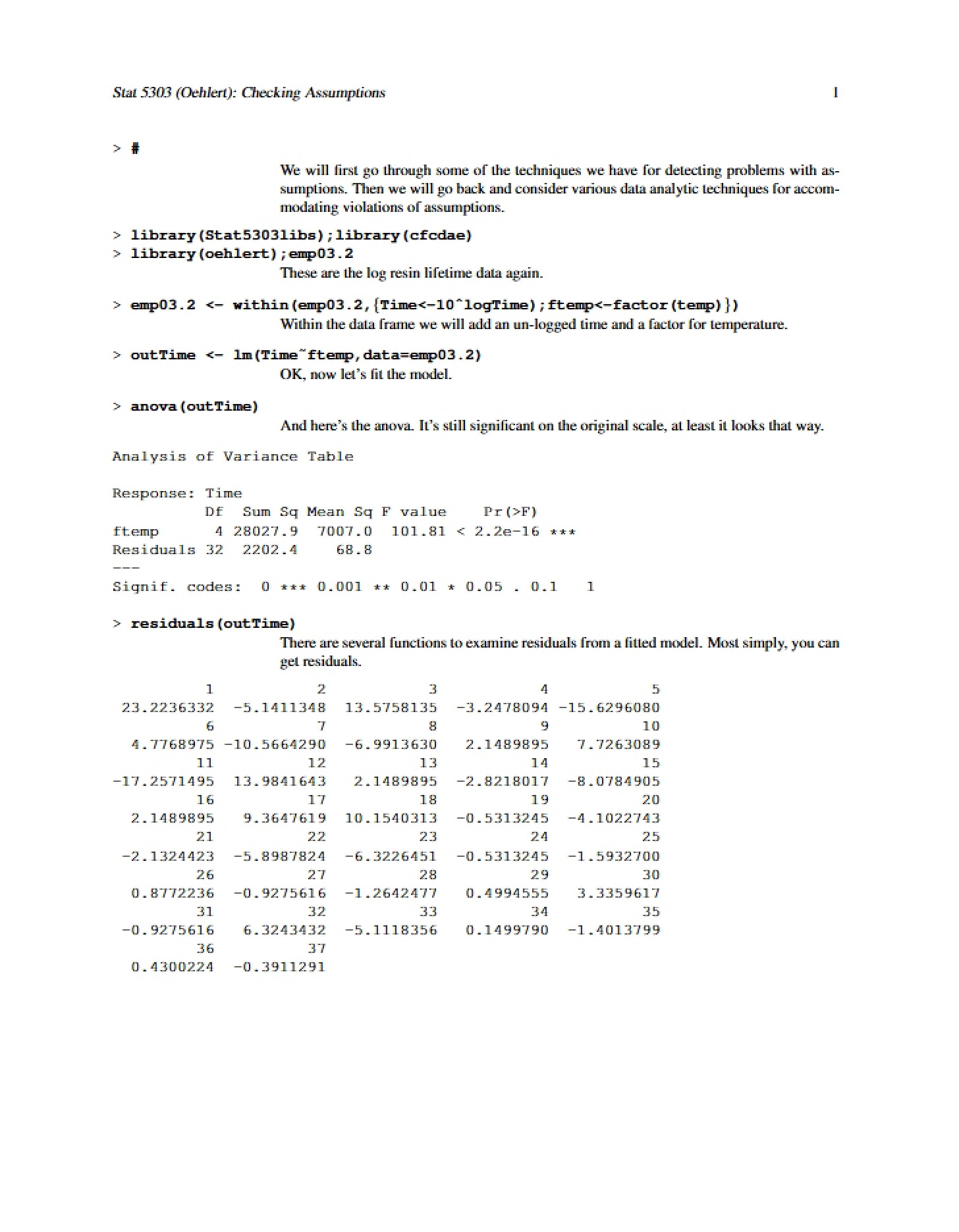 Assumptions Verification
