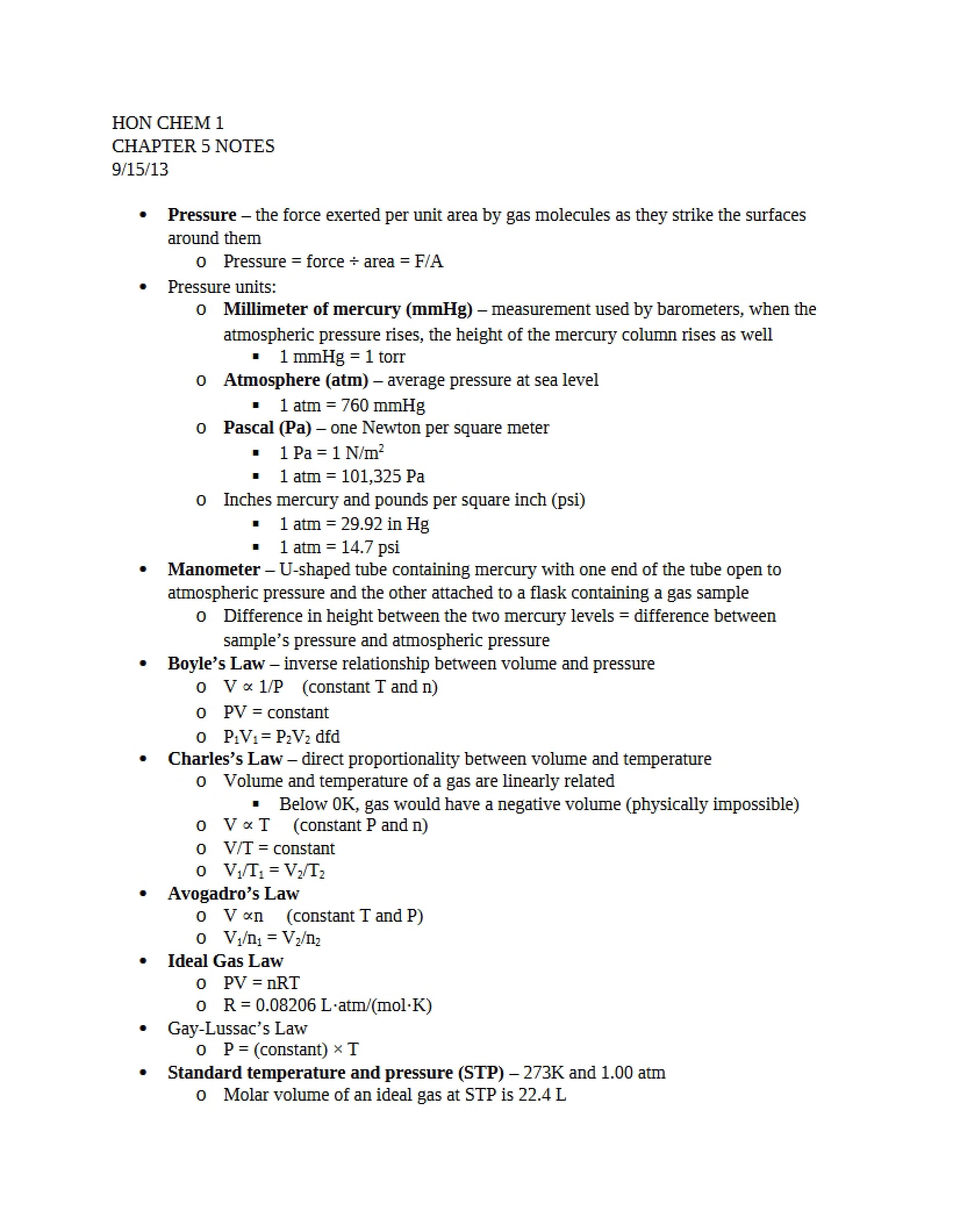 Notes for Chapter 5