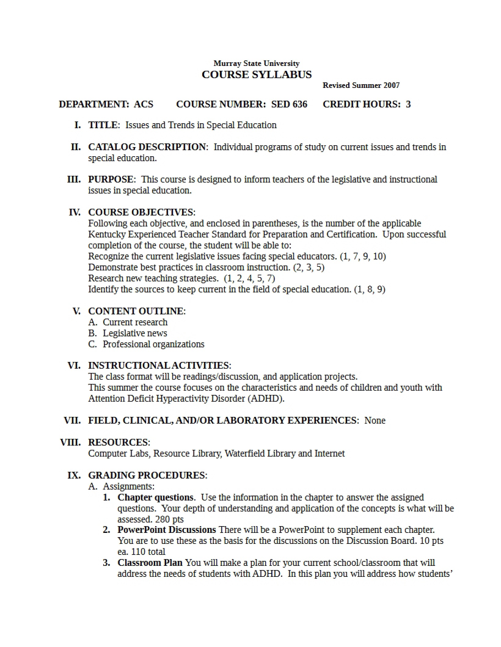 Syllabus - SED 636