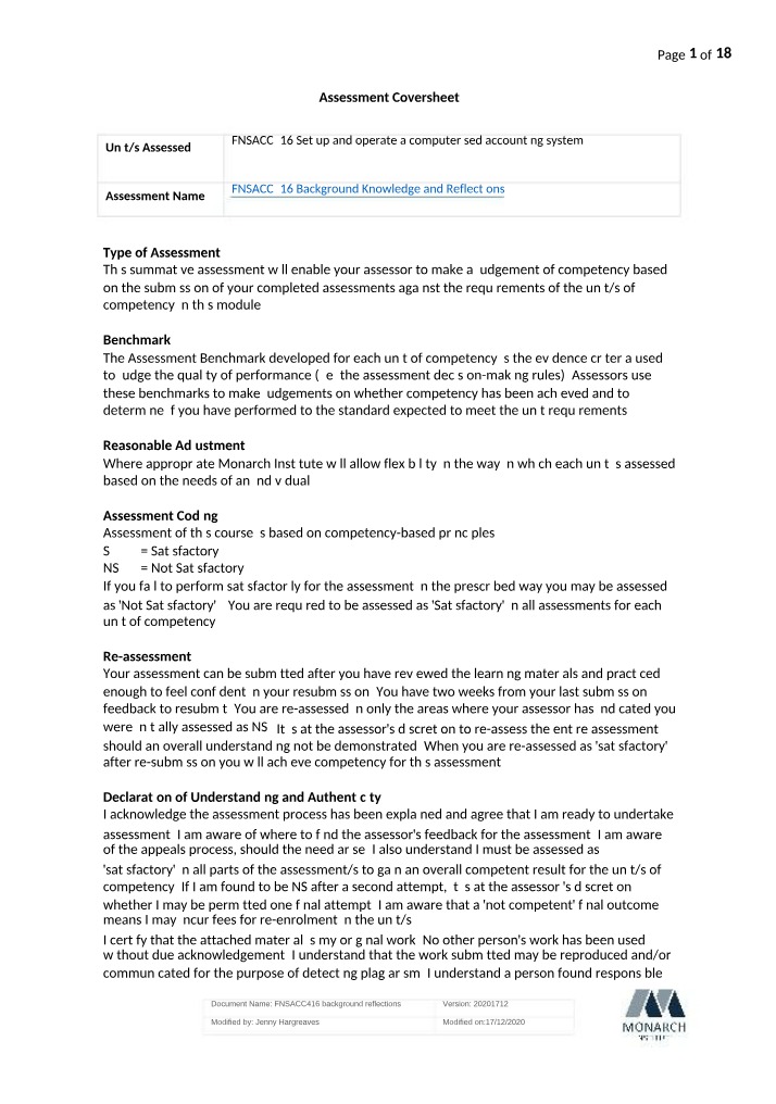 FNSACC416 Background Reflections Part 3
