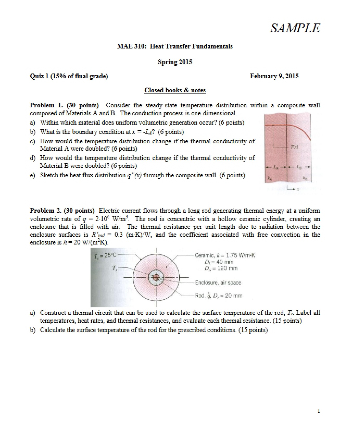 Sample First Quiz for MAE 310