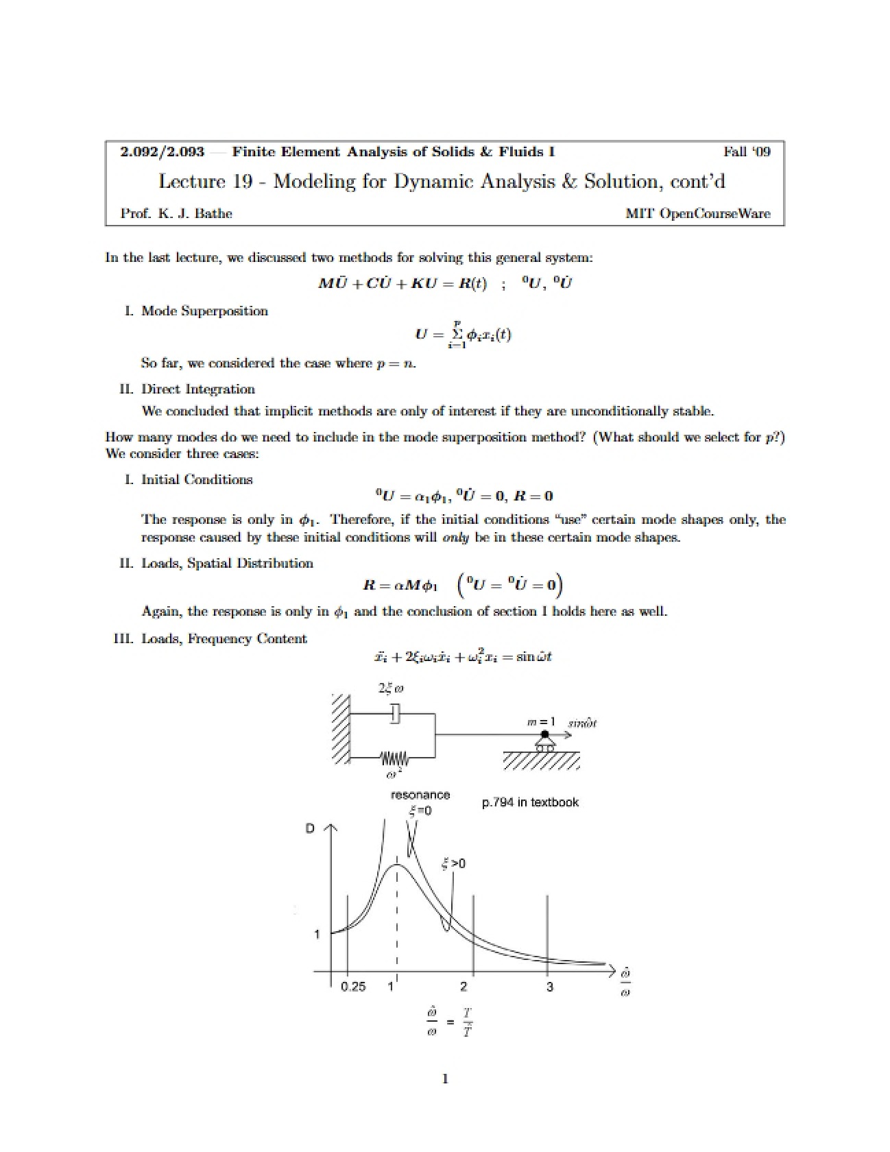 Dynamic Analysis Modeling & Solution