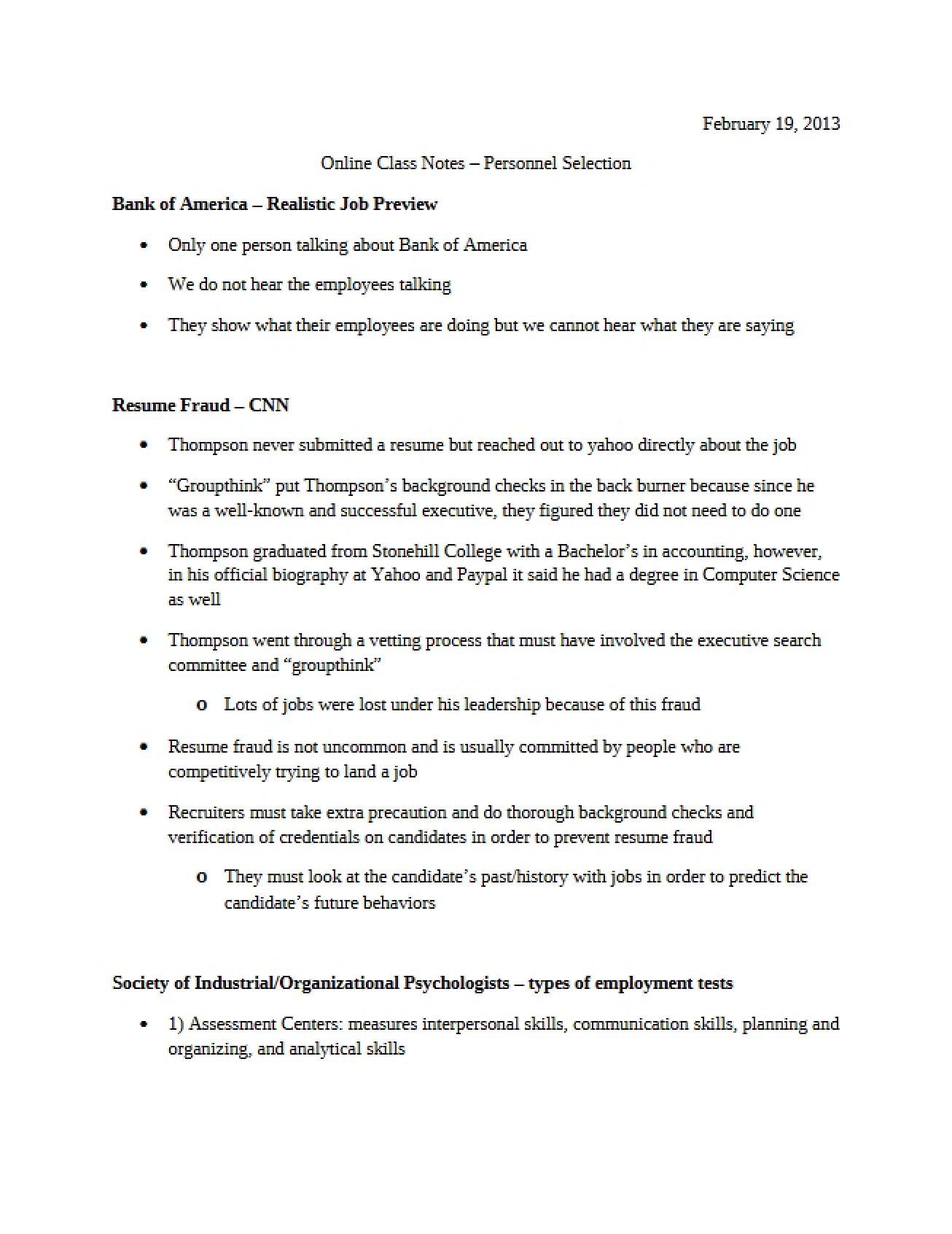 Personnel Selection Online Notes