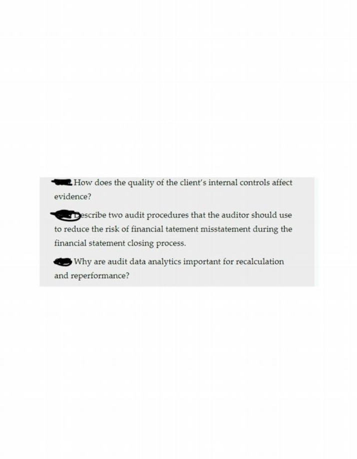Questions on Audit Procedures and Data Analytics