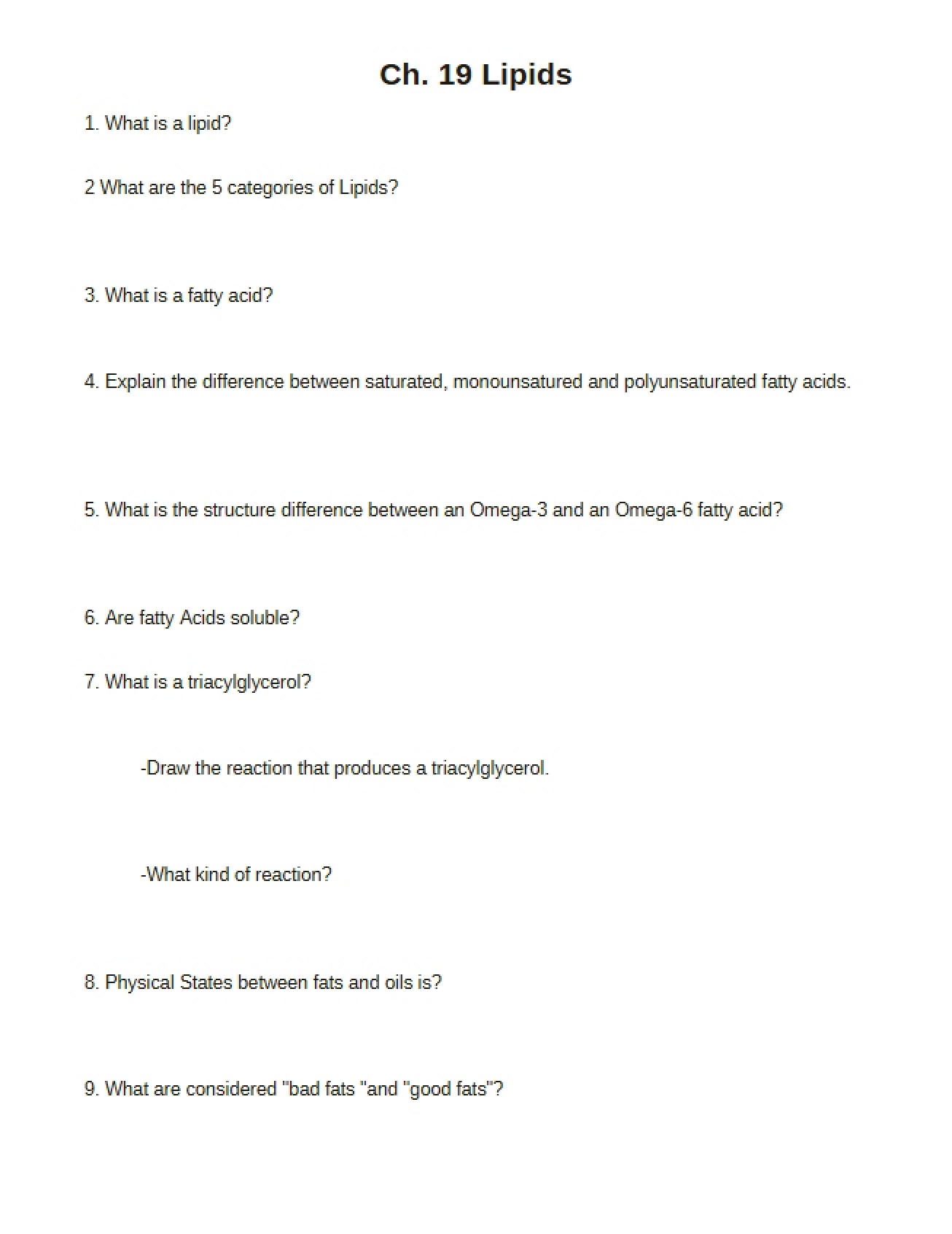 Lipid Structures Chapter 19