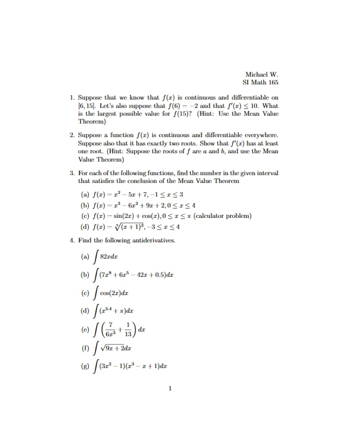 General Notes for the Calculus I Course