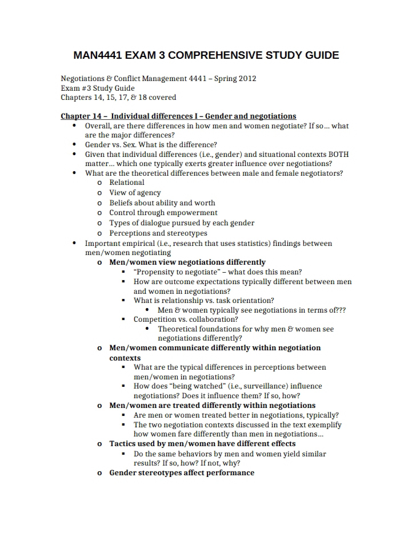 Comprehensive Guide for Exam 3