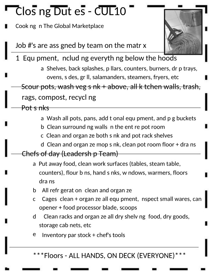 Chart for Daily Clean Up