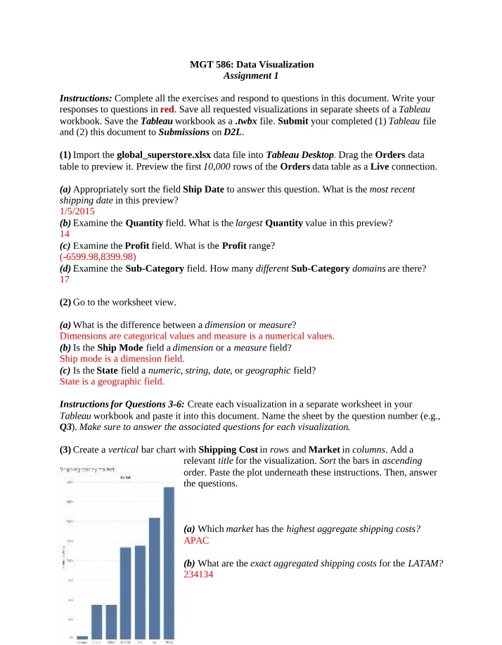 MGT 586 Tableau Exercises and Answers