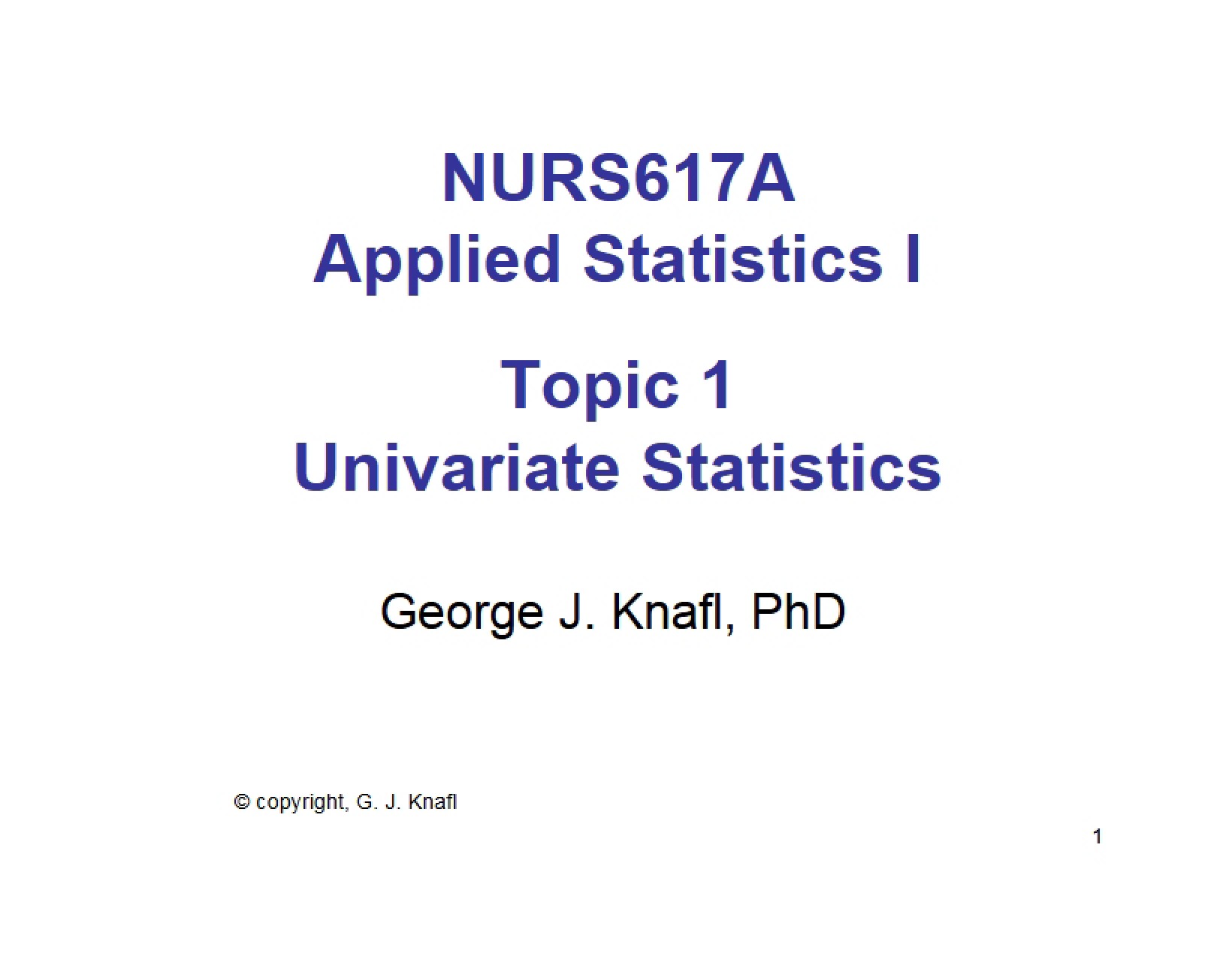 Univariate Stats First Topic