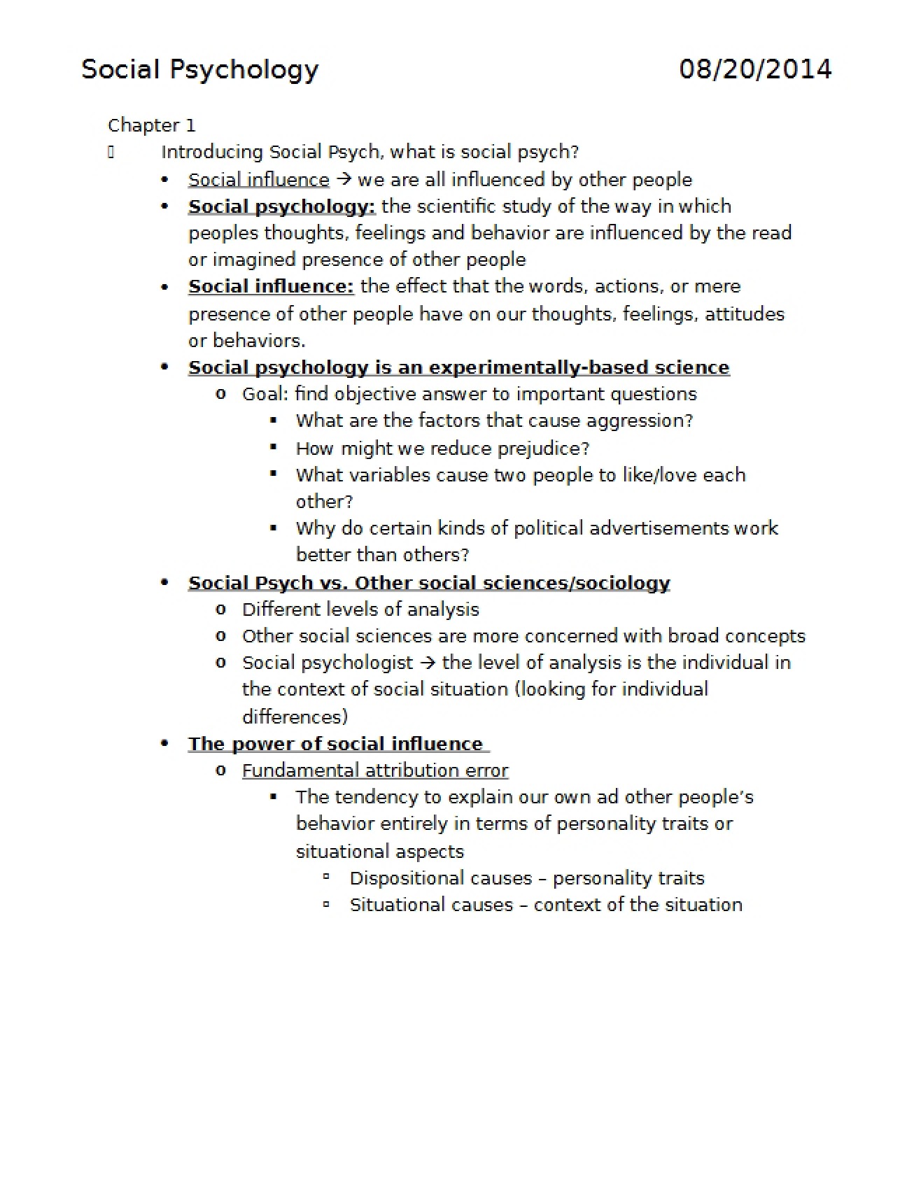 Introduction to the Field of Social Psychology