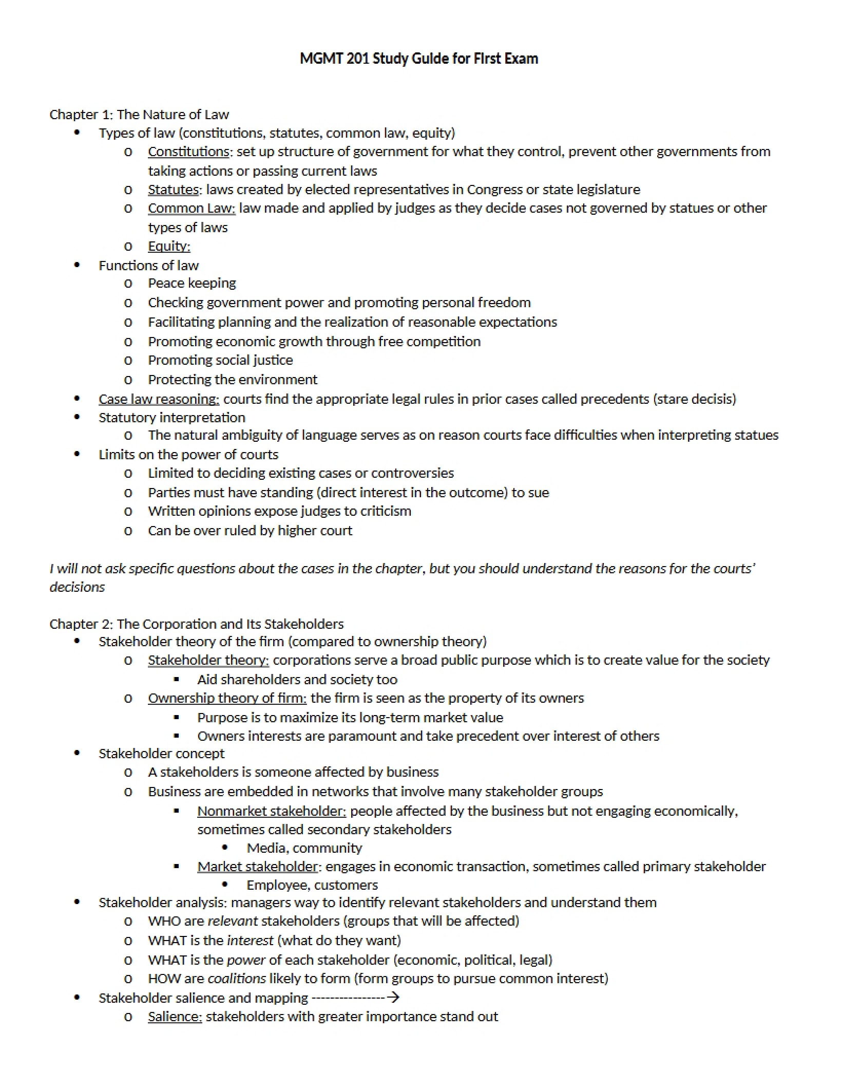 Exam 1 Preparation Guide