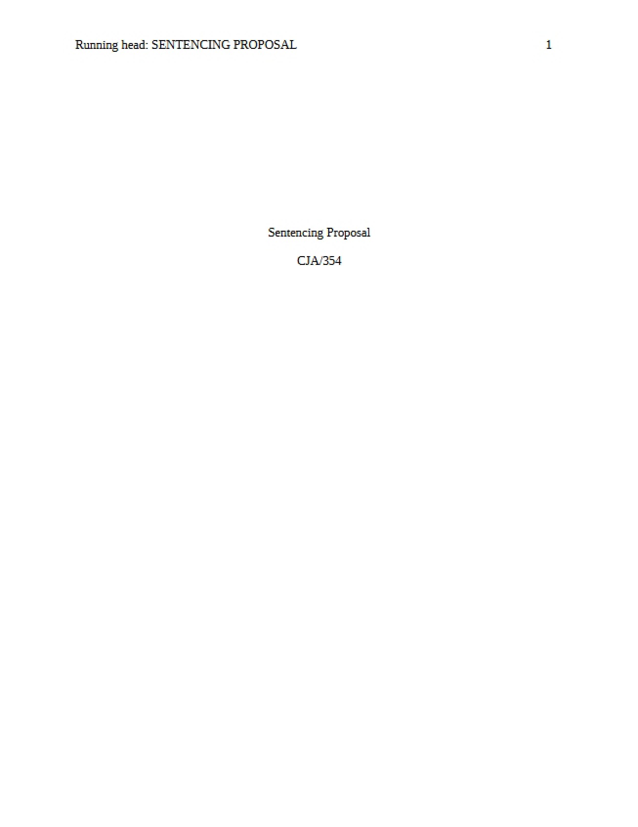Sentencing Proposal