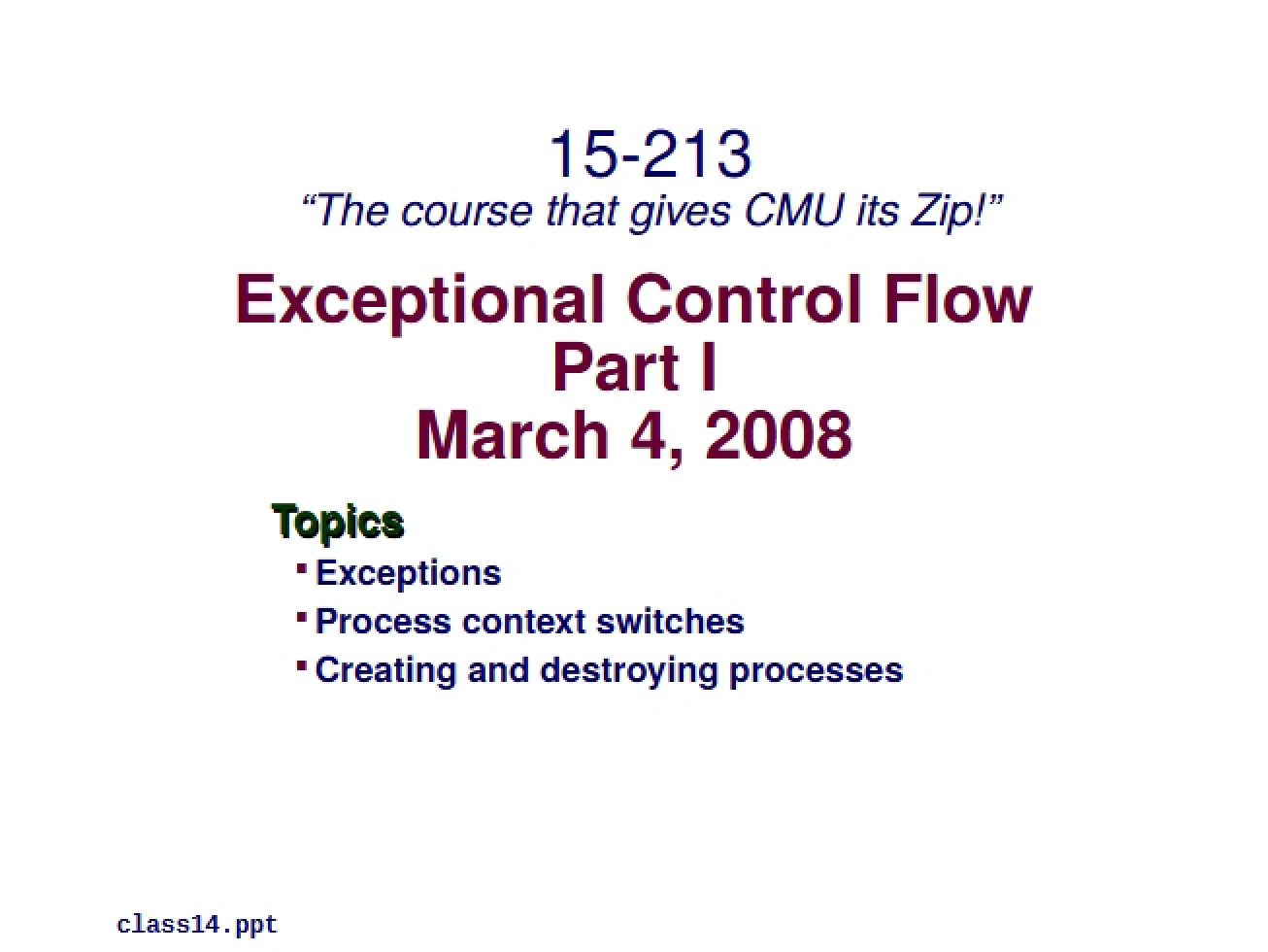 Notes from Lecture Three