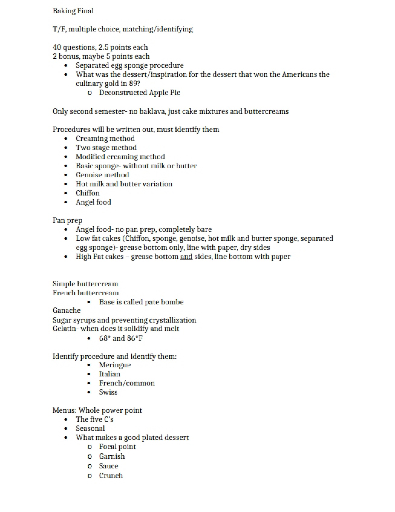 Baking Final Examination