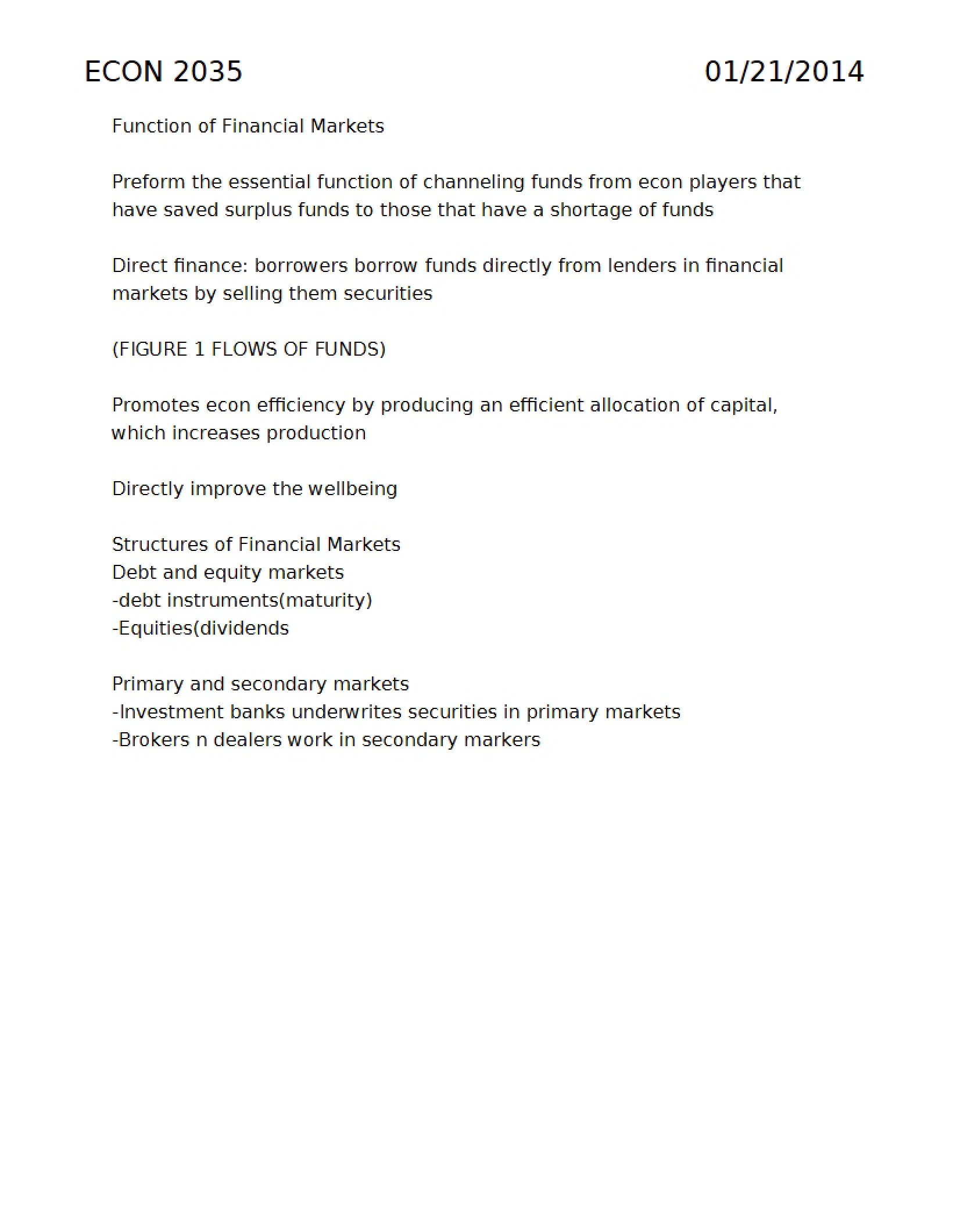 Financial Market Functions