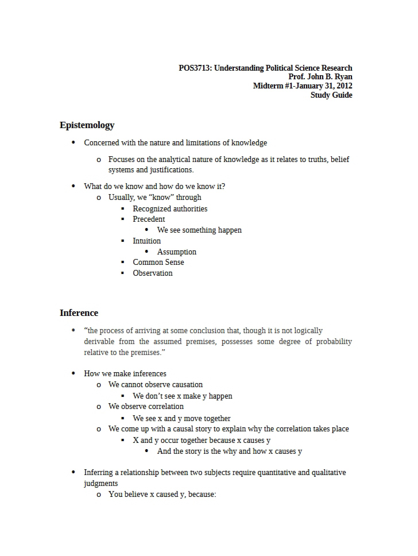 Epistemology Overview