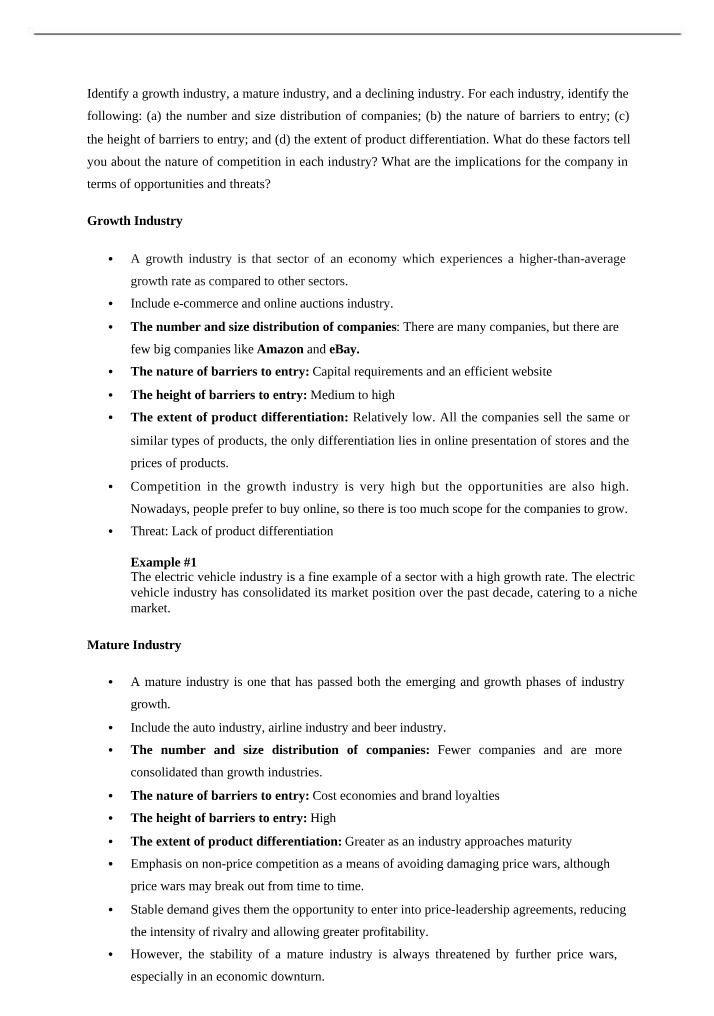 Industry Analysis - Growth, Mature, and Declining