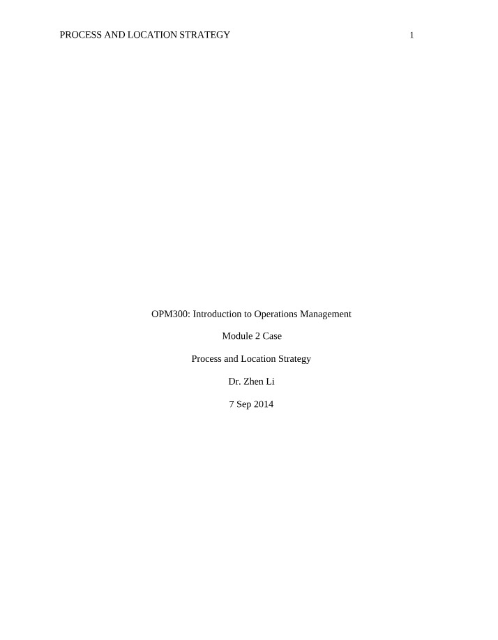 Module 2 Case for OPM300