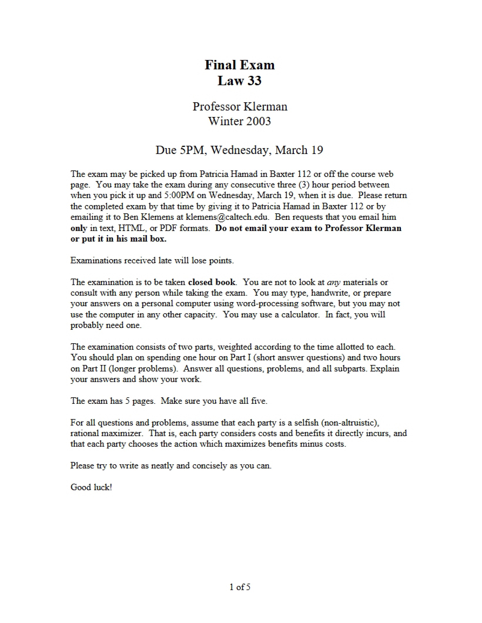 Final Assessment for Law 33