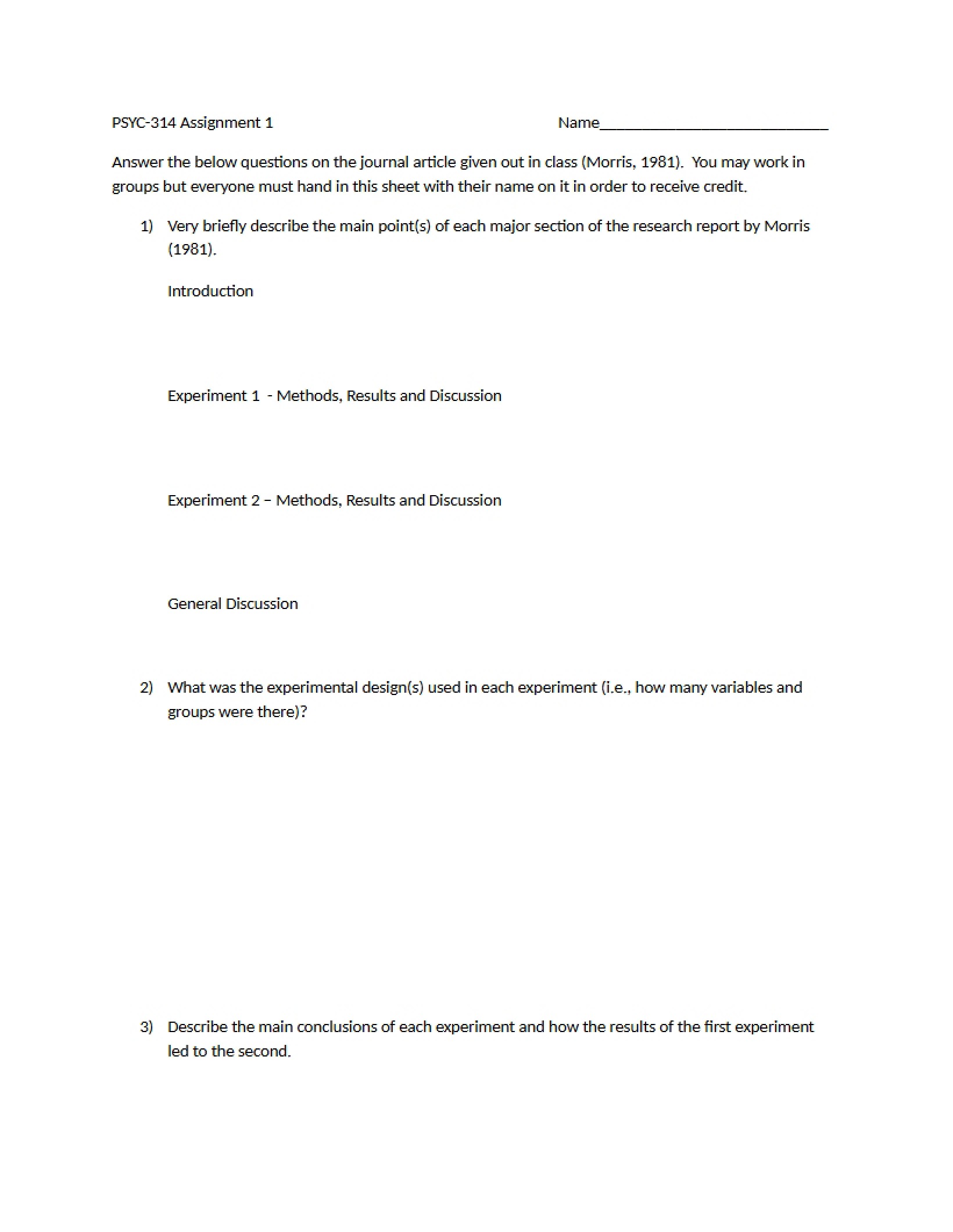 First Assignment