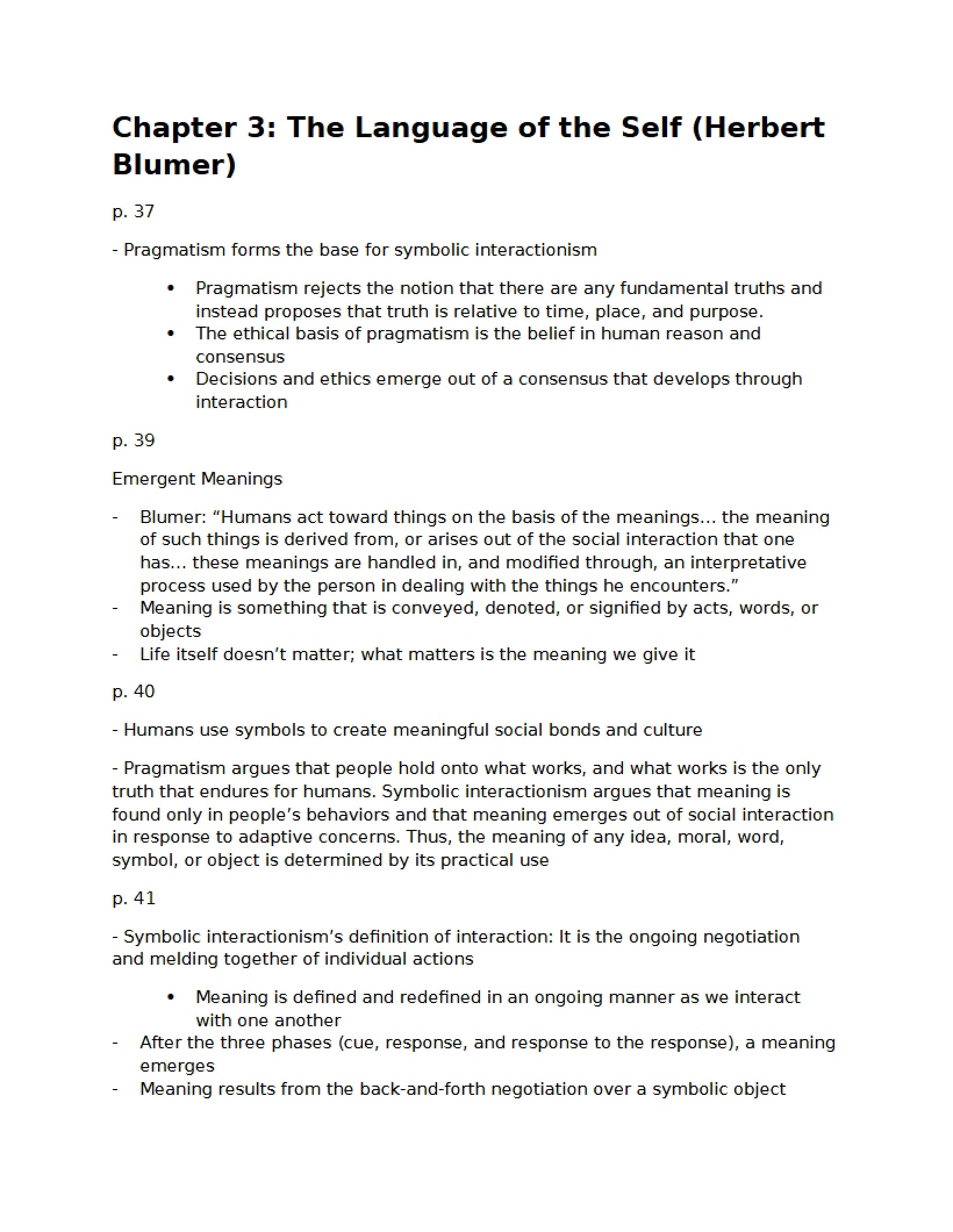 Herbert Blumer The Language of the Self (Ch. 3)