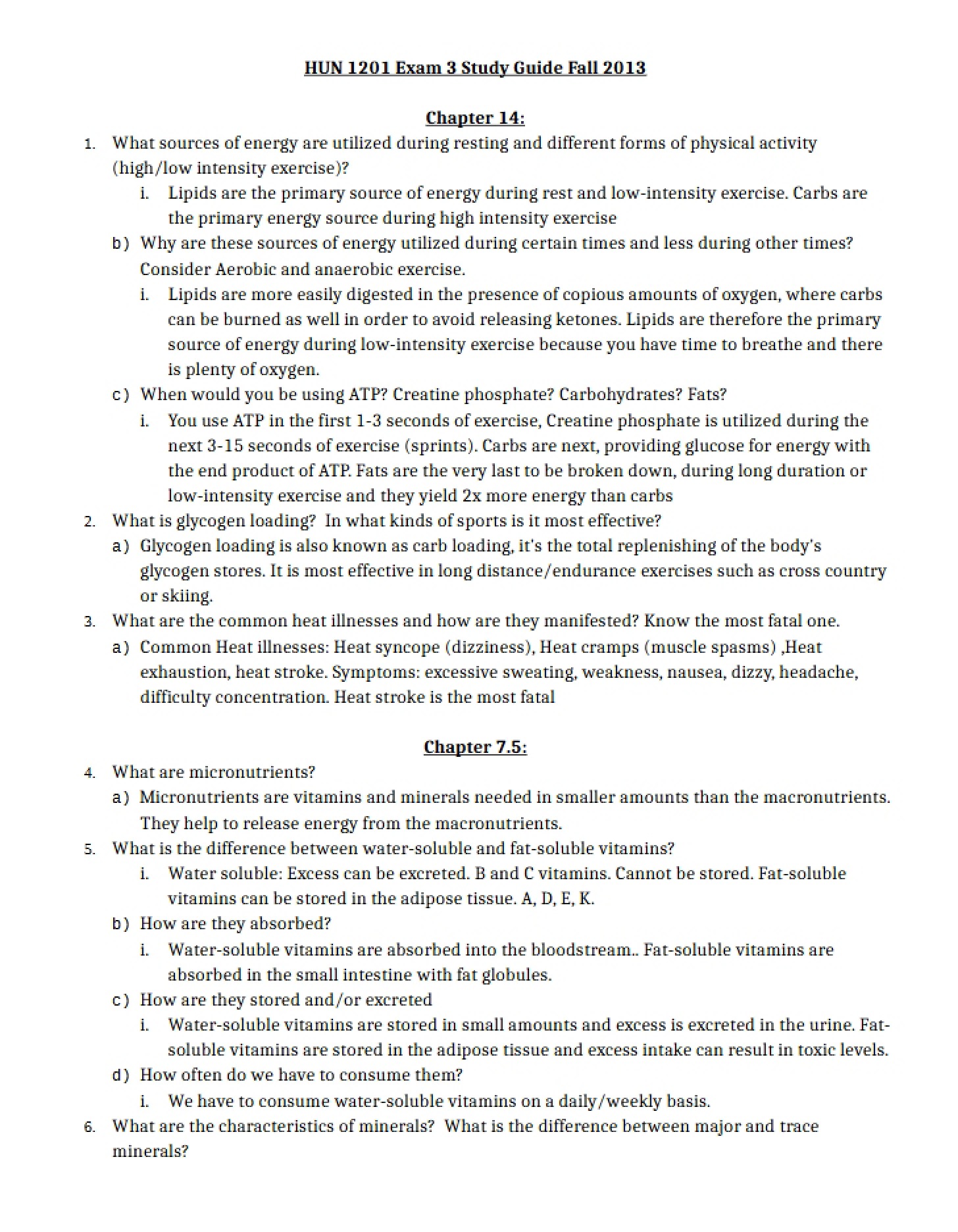 Exam 3 Prep Resource