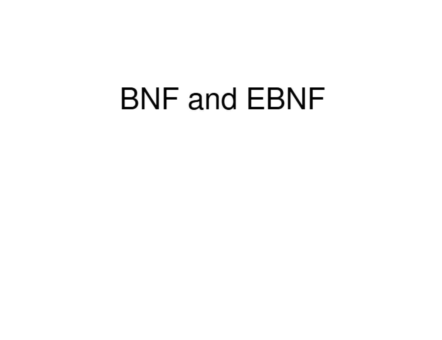 EBNF and BNF Syntax