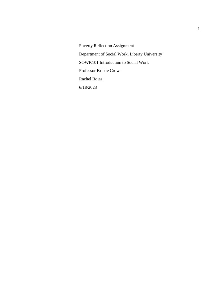 Assignment - Poverty Reflection