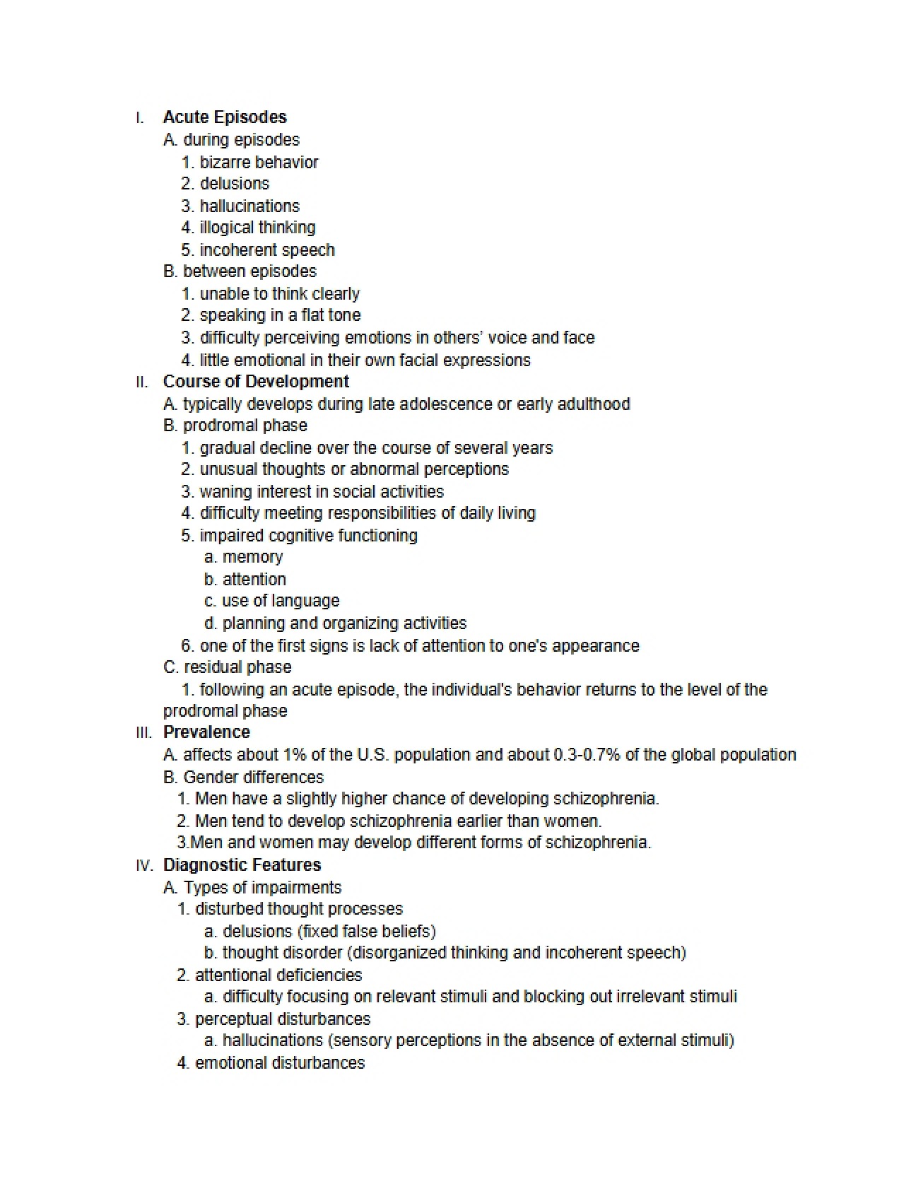 Acute Psychological Episodes