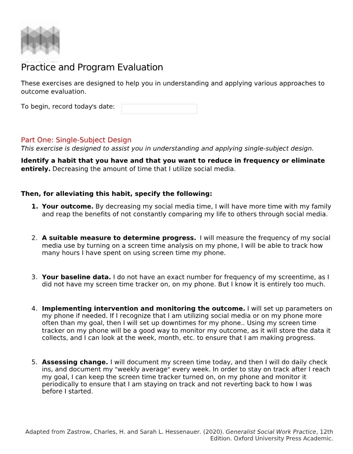 Program and Practice Evaluation