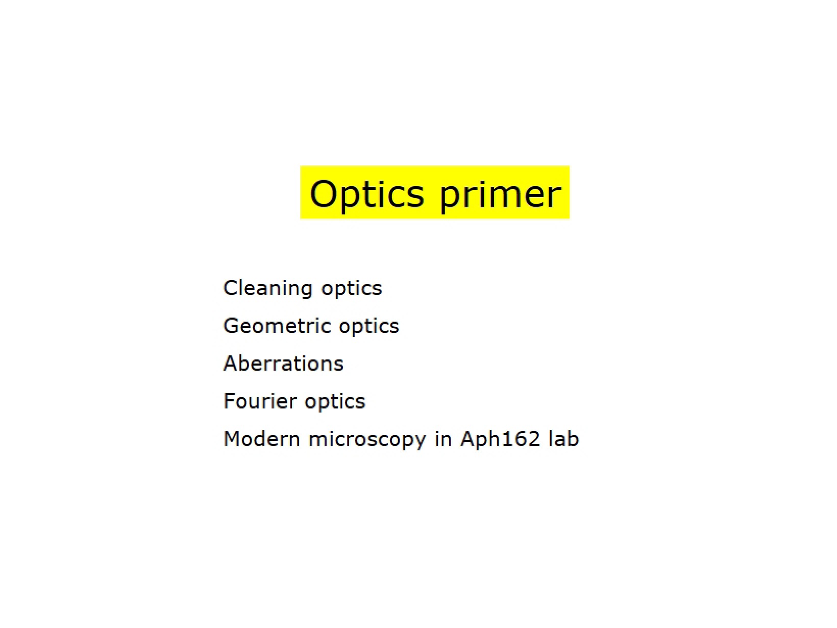 Primer on Optics