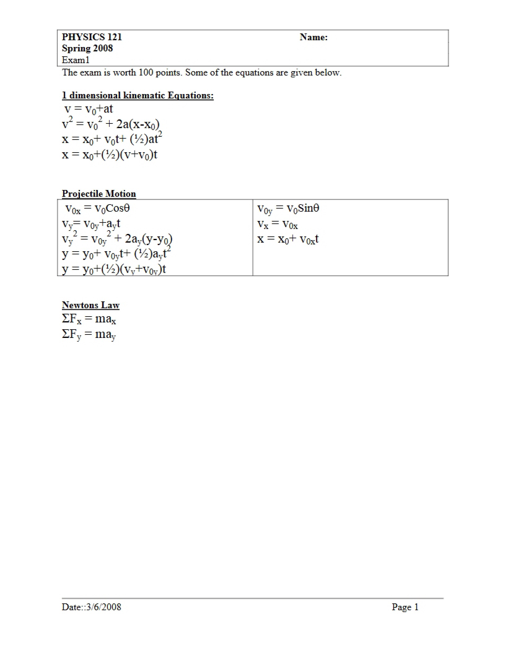First Examination