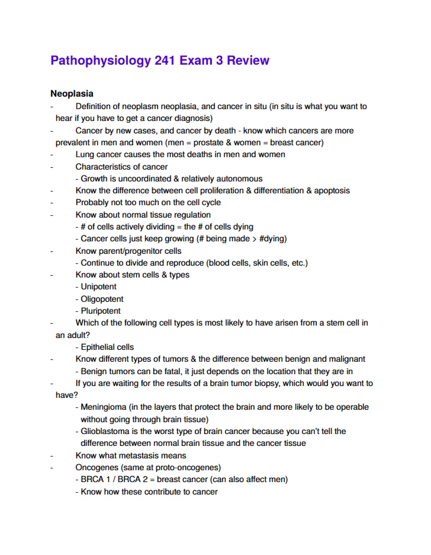 Study Guide for Exam 3