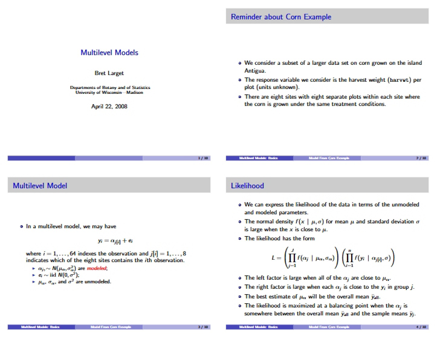 Models with Multiple Levels - STAT 572