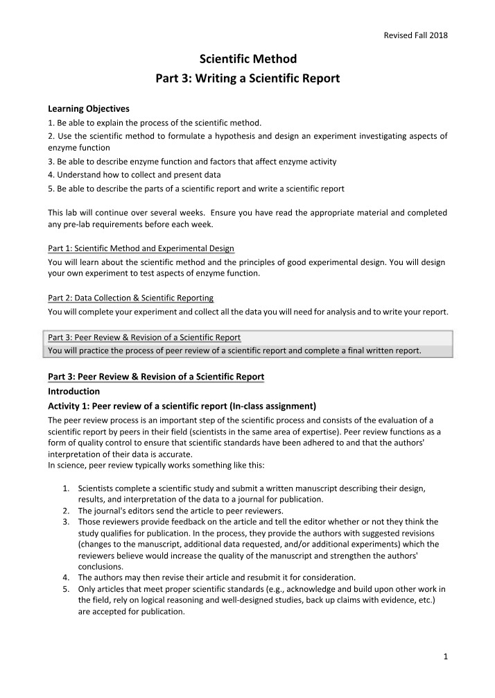 Writing a Scientific Report - Scientific Method Part 3