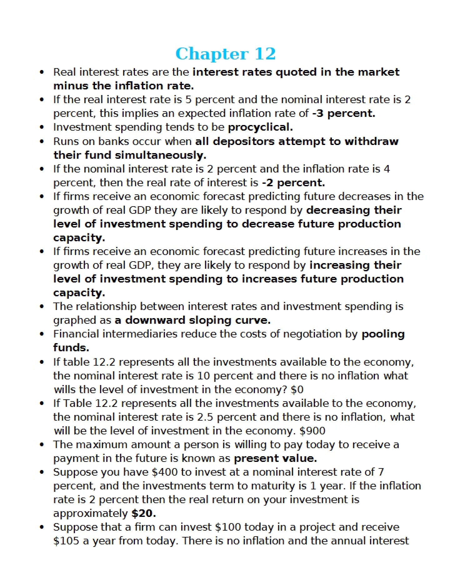 Real Interest Rates Chapter Twelve