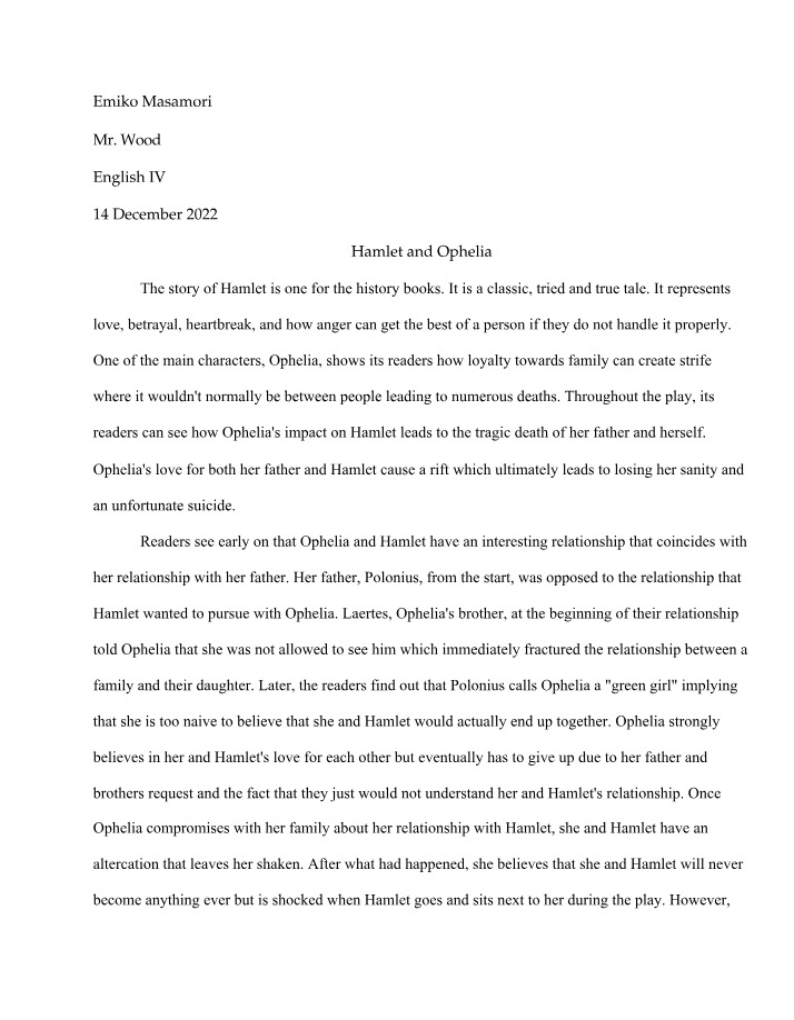 Analysis of Hamlet and Ophelia