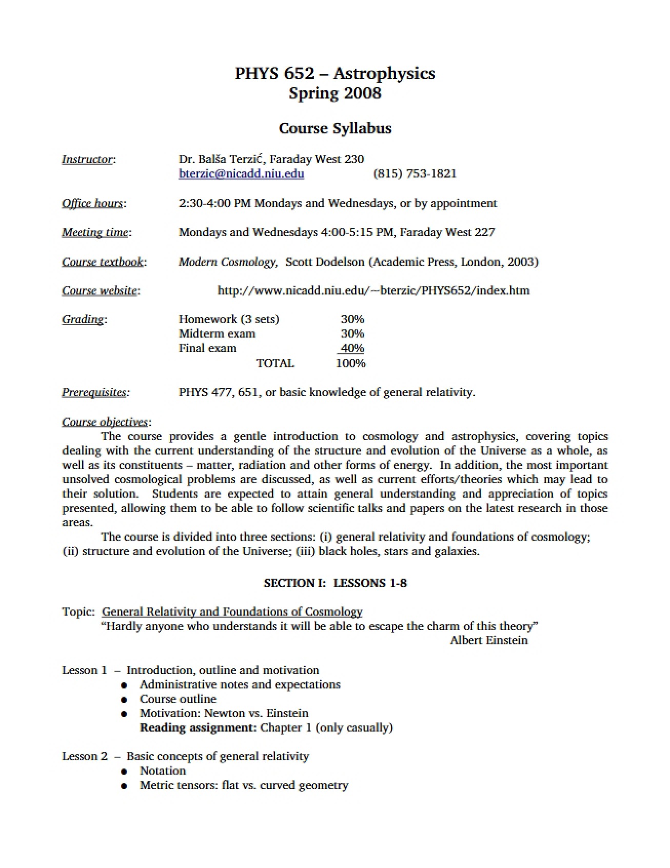 Astrophysics Syllabus