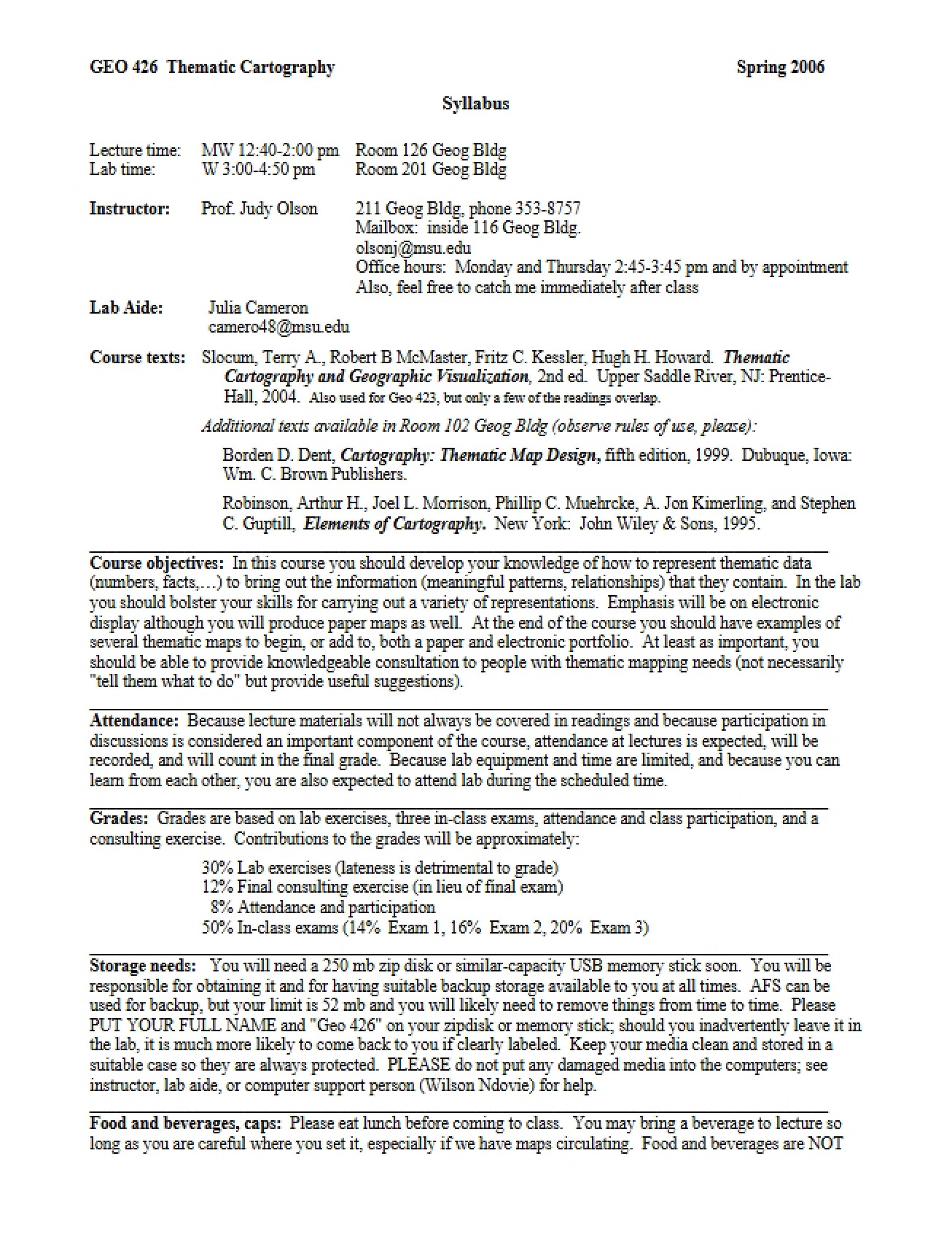 Thematic Cartography Syllabus