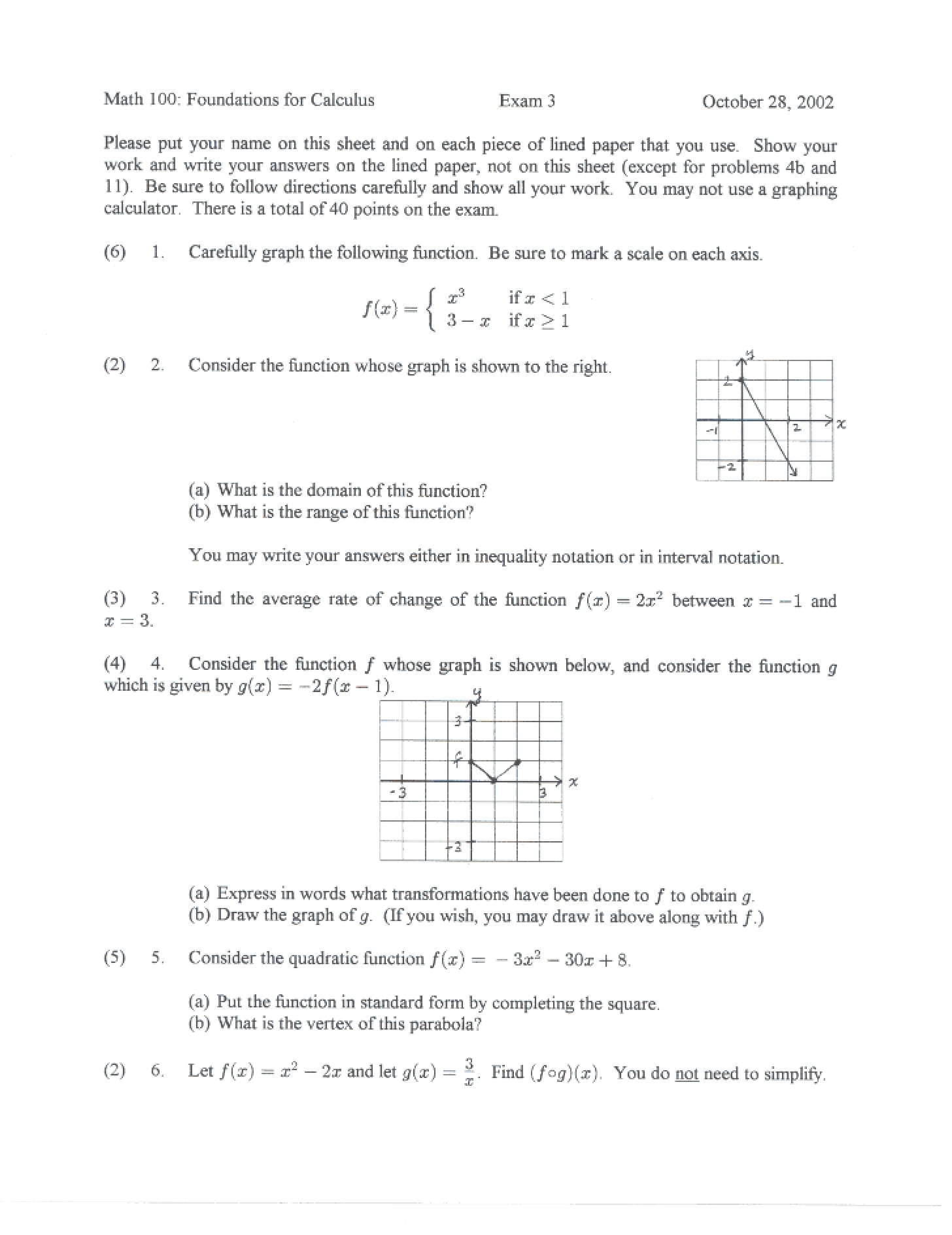 Exam Three (Fall 2002)