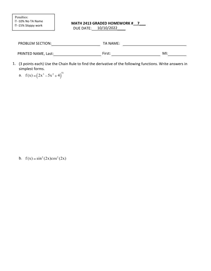 Homework 7 - MATH 2413 Graded