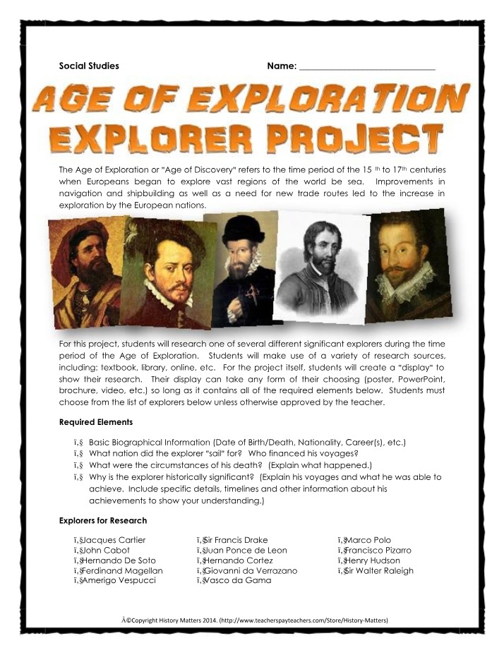 Explorer Project - Age of Exploration
