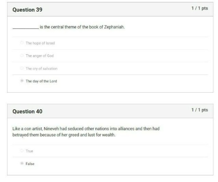 Zephaniah and Nineveh Biblical Studies Quiz